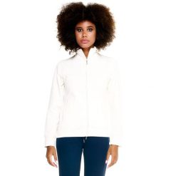 Damska bluza Leone Basic z zamkiem błyskawicznym na całej długości. Białe bluzy LEONE 1947 APPAREL, l, bez wzorów, z tkaniny, bez kaptura. W wyprzedaży za 167.70 zł.