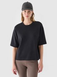 4F T-shirt regular z modalem damski - czarny XS. Czarne t-shirty 4f, xs, bez wzorów, z dzianiny, bez kołnierzyka, bez ramiączek. W wyprzedaży za 39.99 zł.