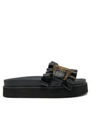 Versace Jeans Couture Klapki 78VA3SM5 Czarny. Czarne klapki Versace Jeans Couture, bez wzorów, z jeansu, bez obcasa. Za 699.99 zł.