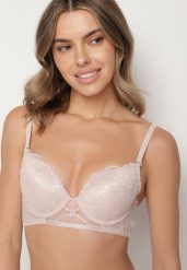 Różowy Biustonosz Typu Push-Up Ozdobiony Koronką Paskami i Aplikacją Ezinzee. Czerwone biustonosze Born2be, z aplikacjami, z koronki. Za 39.99 zł.
