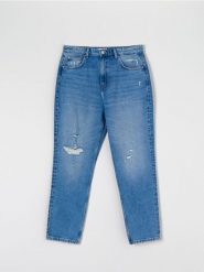 Jeansy mom high waist - niebieski. Niebieskie jeansy Sinsay, l, bez wzorów, z podwyższonym stanem. Za 79.99 zł.