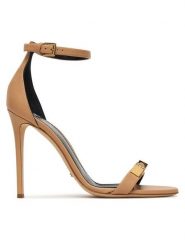 Elisabetta Franchi Sandały SA12L61E2 Beżowy. Brązowe sandały Elisabetta Franchi, bez wzorów, ze skóry, bez obcasa, na szpilce, bez zapięcia. Za 2,729.00 zł.