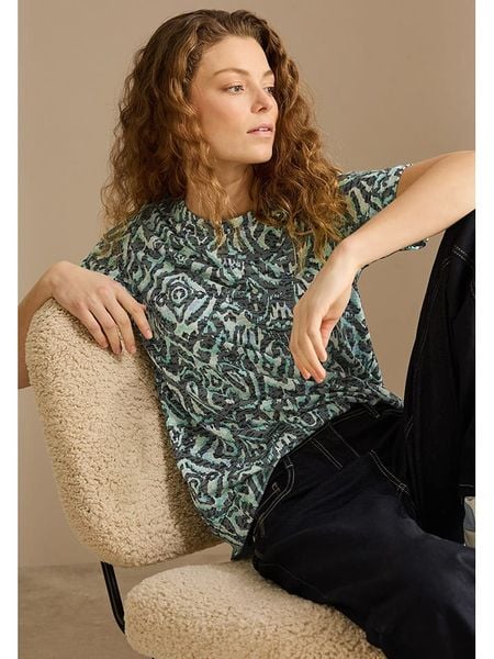 Cecil Bluzka w kolorze zielono-niebieskim rozmiar: XXL. Niebieskie bluzki Cecil, xxl, bez wzorów, bez kołnierzyka, bez ramiączek. Za 78.66 zł.