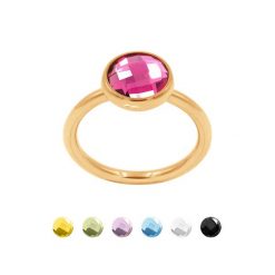 Pierścionek z różowym kryształem pozłacany. Czerwone pierścionki Lilou, pozłacane. Za 159.00 zł.