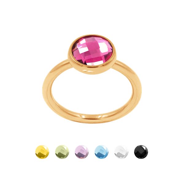 Pierścionek z różowym kryształem pozłacany. Czerwone pierścionki Lilou, pozłacane. Za 159.00 zł.