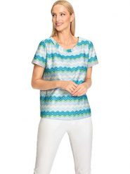 Heine Koszulka w kolorze turkusowo-kremowym rozmiar: 36. Brązowe bluzki Heine, bez wzorów, bez kołnierzyka, bez ramiączek. Za 92.95 zł.