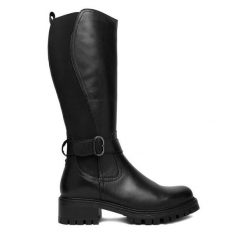 Kozaki Lasocki. Czarne kozaki Lasocki, bez obcasa, na słupku, bez zapięcia. Za 429.99 zł.