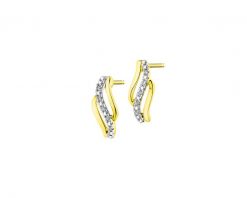 Kolczyki z żółtego złota z diamentami - 0,02 ct - próba 585. Żółte kolczyki Apart, z diamentem, złote. Za 1,790.00 zł.