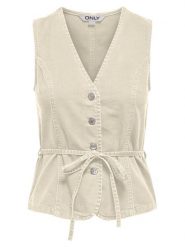 ONLY Top Silla 15374051 Kremowy Regular Fit. Białe topy Only, xs, bez wzorów, z bawełny, bez kołnierzyka, bez ramiączek. Za 169.99 zł.