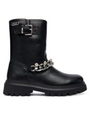 Liu Jo Botki Wanda 07 4F5017 EX014 S Czarny. Czarne botki Liu Jo, bez wzorów, ze skóry, bez obcasa, na płaskiej podeszwie, bez zapięcia. Za 449.99 zł.