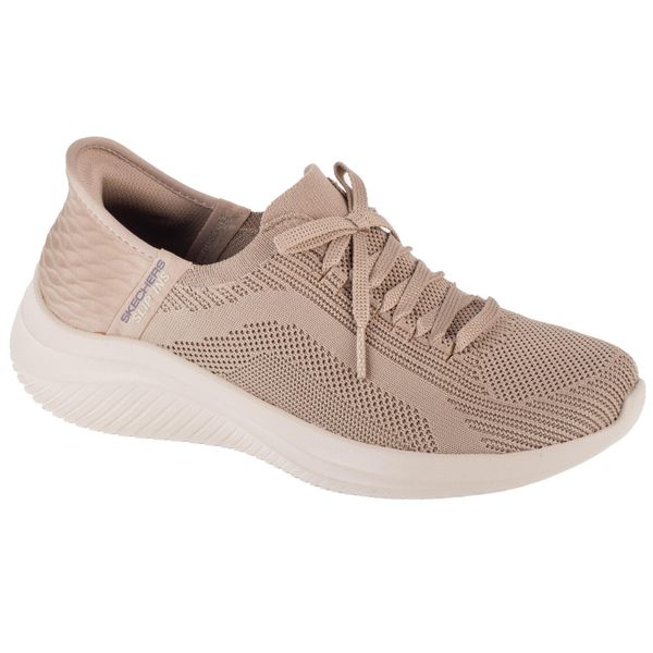 Buty sportowe Sneakersy damskie, Slip-Ins Ultra Flex 3.0 - Brilliant. Brązowe obuwie sportowe Skechers, bez zapięcia, trekkingowe, Skechers Sport. Za 339.99 zł.