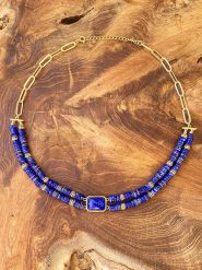 Taboo Pozłacany naszyjnik z lapis lazuli - dł. 40 cm rozmiar: onesize. Niebieskie naszyjniki Taboo, z lazurytem, pozłacane. Za 228.38 zł.
