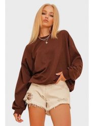 Trend Alaçatı Stili Bluza w kolorze jasnobrązowym rozmiar: XL. Brązowe bluzy Trend Alaçatı Stili, xl, bez wzorów, z bawełny, bez kaptura. Za 65.99 zł.