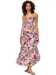 Aller Simplement Sukienka w kolorze biało-czerwonym rozmiar: 38/40. Białe sukienki Aller Simplement, bez wzorów, z bawełny, bez kołnierzyka, bez ramiączek, maxi. Za 86.99 zł.