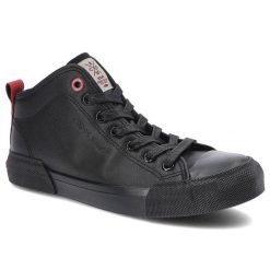 Trampki damskie Cross Jeans, wysokiej jakości materiał syntetyczny z gładką podwyższoną cholewką klasycznym sznurowaniem oraz stabilną grubszą podesz. Czarne trampki Cross Jeans, bez wzorów, z gumy, bez zapięcia. Za 99.00 zł.