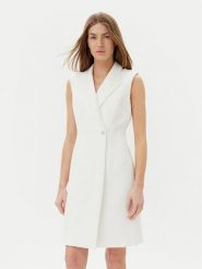 DKNY Sukienka koktajlowa DD5U1H66 Écru Slim Fit. Sukienki DKNY, bez wzorów, z syntetyku, wizytowe, bez kołnierzyka, bez ramiączek. Za 459.99 zł.