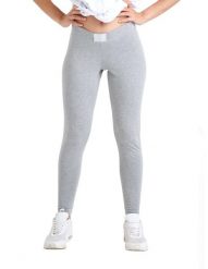Błyszczące legginsy damskie. Szare legginsy LEONE 1947 APPAREL, l, bez wzorów, z bawełny. Za 42.06 zł.