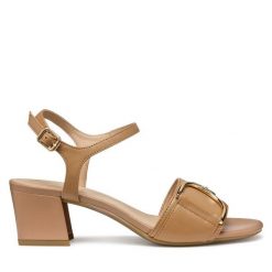 Sandały Geox. Brązowe sandały Geox, bez wzorów, bez obcasa, na słupku, bez zapięcia. Za 419.99 zł.