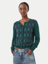 Tommy Jeans Kardigan Essential DW0DW23363 Zielony ciemny Regular Fit. Zielone kardigany Tommy Jeans, xs, bez wzorów, z bawełny. Za 409.99 zł.