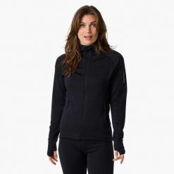 Bluza turystyka damska Swedemount Ultra Light Tech Midlayer Hood szybkoschnąca. Czarne bluzy SWEDEMOUNT, bez wzorów, bez kaptura. W wyprzedaży za 222.00 zł.