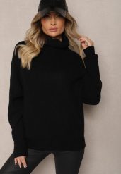 Czarny Golf z Domieszką Wiskozy i Kaszmiru Azivara. Czarne golfy Renee, l, z aplikacjami, z jeansu, bez ramiączek. Za 179.99 zł.