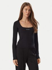 Guess Bluzka V6BP05 K6318 Czarny Slim Fit. Czarne bluzki Guess, s, z aplikacjami, z syntetyku, bez kołnierzyka, bez ramiączek. Za 234.99 zł.