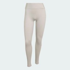 Legginsy All Me w wersji zimowej. Szare legginsy Adidas, l, bez wzorów, z elastanu, z podwyższonym stanem. Za 299.00 zł.