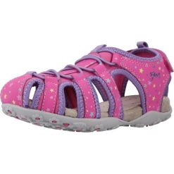Sandały GEOX JR SANDAL ROXANNE A Rose. Czerwone sandały Geox, bez wzorów, ze skóry, bez obcasa, bez zapięcia. Za 160.99 zł.