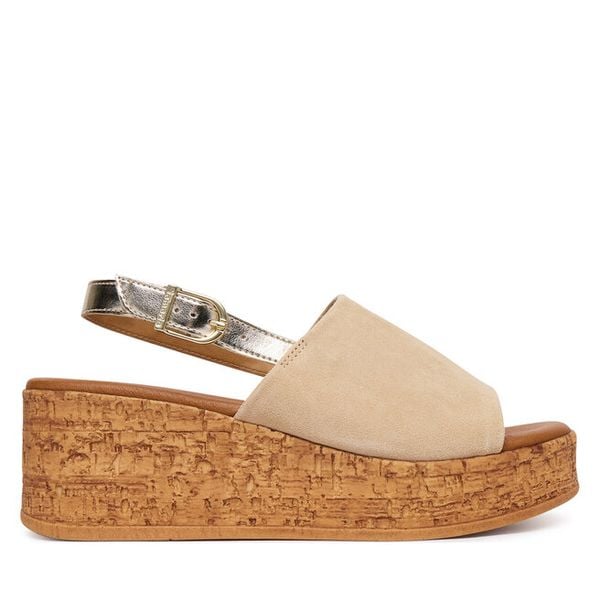 Sandały Tamaris. Brązowe sandały Tamaris, bez wzorów, bez obcasa, na koturnie, bez zapięcia. Za 359.99 zł.