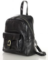 Elegancki plecak damski skórzany premium MARCO MAZZINI czarny PL67a. Czarne plecaki bez wzorów, z bawełny. Za 589.00 zł.