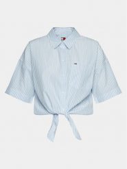 Tommy Jeans Koszula DW0DW17809 Błękitny Relaxed Fit. Niebieskie koszule Tommy Jeans, s, bez wzorów, z bawełny, bez kołnierzyka, bez ramiączek. Za 349.00 zł.
