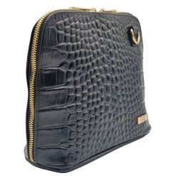 691w czarna krokodyl złoty zamek. Czarne torebki klasyczne DAN-A, bez wzorów, ze skóry, bez dodatków. Za 259.99 zł.