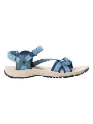 Jack Wolfskin Sandały trekkingowe "Lakewood" w kolorze niebieskim rozmiar: 35,5. Niebieskie sandały Jack Wolfskin, bez wzorów, z otwartym noskiem, bez obcasa, na płaskiej podeszwie, bez zapięcia. Za 110.55 zł.