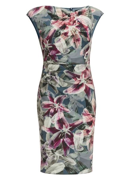 SWING Sukienka ze wzorem rozmiar: 42. Sukienki Swing, bez wzorów, bez kołnierzyka, bez ramiączek, midi. Za 244.95 zł.