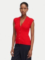 Tommy Hilfiger Kardigan Mid Gg Cable WW0WW50075 Czerwony Regular Fit. Czerwone kardigany TOMMY HILFIGER, s, bez wzorów, z bawełny. Za 529.99 zł.