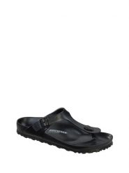 Birkenstock Japonki w kolorze czarnym rozmiar: 39. Czarne klapki Birkenstock, bez wzorów, z otwartym noskiem, bez obcasa. Za 193.95 zł.