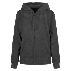 Bluza Z Kapturem Damska Basic Full Zip. Brązowe bluzy BUILD YOUR BRAND, l, bez wzorów, z kapturem. Za 140.99 zł.