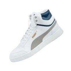 Damskie Buty Sportowe Shuffle Ze Skóry Ekologicznej O Średnim Kroju. Białe obuwie sportowe Puma, ze skóry ekologicznej, trekkingowe. Za 170.99 zł.