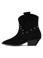 Loft37 Skórzane kowbojki w kolorze czarnym rozmiar: 36. Czarne botki loft37, bez wzorów, bez obcasa, bez zapięcia. Za 448.99 zł.