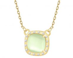 Naszyjnik srebrny z cyrkoniami i kamieniem jubilerskim z efektem kociego oka - kwadrat. Szare naszyjniki Apart, z cyrkonią, pozłacane. Za 399.00 zł.