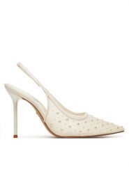 Aldo Sandały Pearlescent 13967481 Biały. Białe sandały Aldo, bez wzorów, z materiału, bez obcasa, na szpilce, bez zapięcia. Za 379.99 zł.