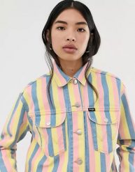 WRANGLER CUT OFF JACKET DAMSKA KURTKA JEANSOWA PASKI SUNNY STRIPES W417WN48K 112128795. Kurtki Wrangler, s, bez wzorów, z jeansu, bez kaptura. Za 199.99 zł.