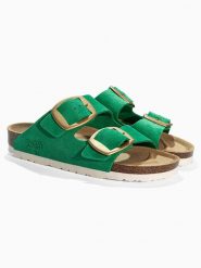 Sunbay Skórzane klapki "Calen" w kolorze zielonym rozmiar: 36. Zielone klapki Sunbay, bez wzorów, ze skóry, z otwartym noskiem, bez obcasa. Za 149.95 zł.