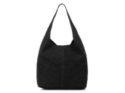 Shopperka czarna skórzana N88. Czarne shopper bez wzorów, z materiału, na ramię, zamszowe, bez dodatków. Za 149.99 zł.