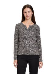 BETTY & CO Koszulka w kolorze czarno-kremowo-beżowym rozmiar: XL. Czarne bluzki Betty & Co, xl, bez wzorów, z bawełny, bez kołnierzyka, bez ramiączek. Za 70.08 zł.