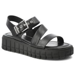 Sandały damskie Tamaris, cholewka ze skóry ekologicznej zapinane na rzep masywna podeszwa, czarne, 1-28233-46 001. Czarne sandały Tamaris, bez wzorów, ze skóry ekologicznej, bez obcasa, na platformie, bez zapięcia. Za 229.00 zł.