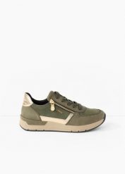 Komfortowe sneakersy marki Rieker z wyściełaną wkładką. Zielone obuwie sportowe bonprix, bez zapięcia. Za 299.99 zł.