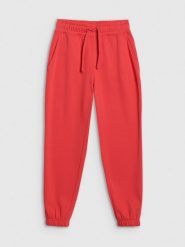 4F Spodnie dresowe joggery damskie - czerwone S. Czerwone spodnie dresowe 4f, l, bez wzorów, z bawełny. Za 79.99 zł.