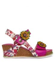 Laura Vita Sandały Bonito 38 Różowy. Czerwone sandały Laura Vita, bez wzorów, ze skóry, bez obcasa, na koturnie, bez zapięcia. Za 459.99 zł.