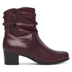 Botki Caprice. Czerwone botki Caprice, bez wzorów, bez obcasa, na słupku, bez zapięcia. Za 529.99 zł.